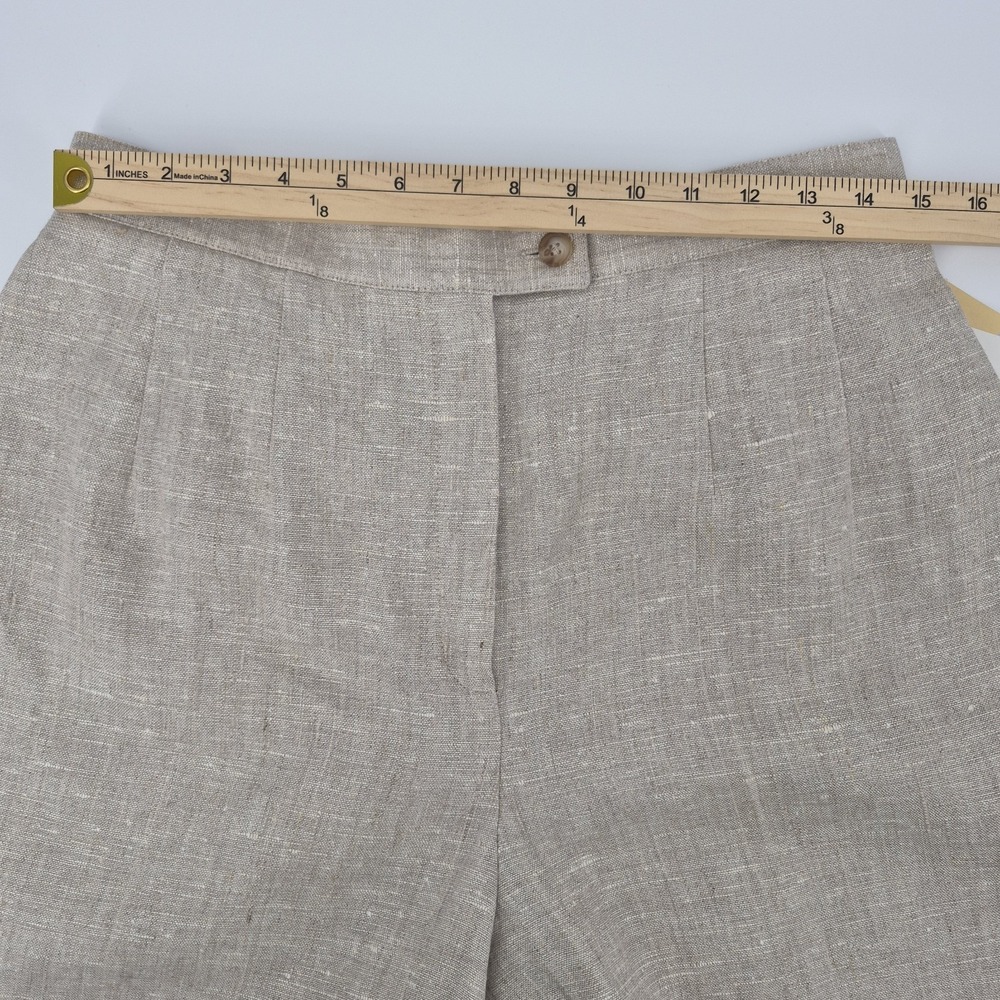 harve benard 90's  Women's Linen Cropped Pants Tan Wide Leg Trousers Coastal‎ 12 - Picture 12 of 13